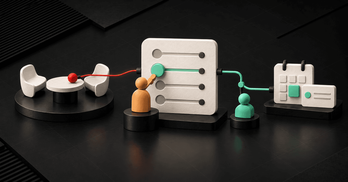 A coach turns a completed discovery call into a human-set CRMX outcome, one active route, and an owned calendar-and-task next step